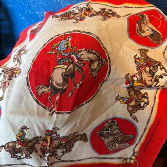 Vintage Cowboy Print Scarf AUTHENTIC RETRO - Picture 1 of 4